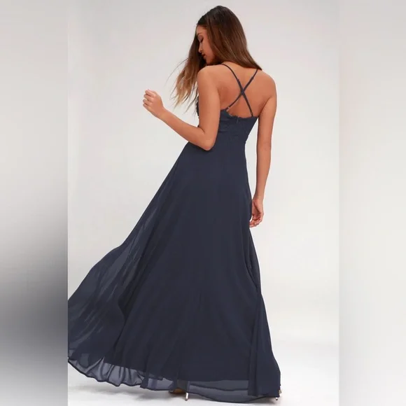 Lulu’s Madalyn Navy Blue Lace Maxi Dress - Picture 4 of 9